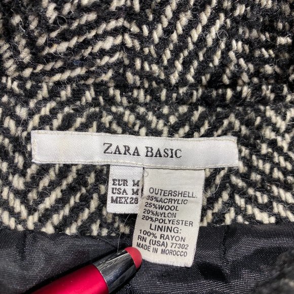 ZARA Peacoat Tweed Cowl Neck Double Breasted - Picture 4 of 8